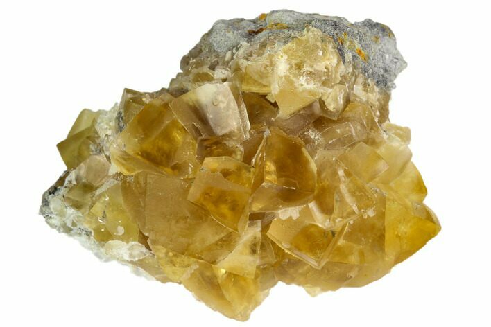 Lustrous Yellow Calcite Crystal Cluster - Fluorescent! #125323